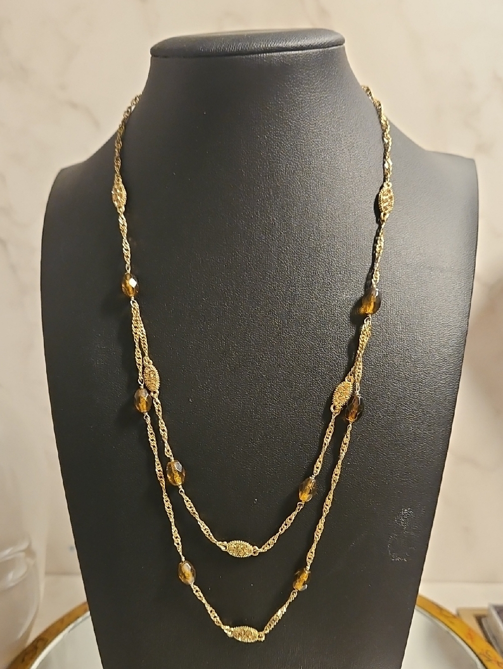 Vintage Monet Gold-Tone Layered Bead Necklace - Elegant Women's Jewelry